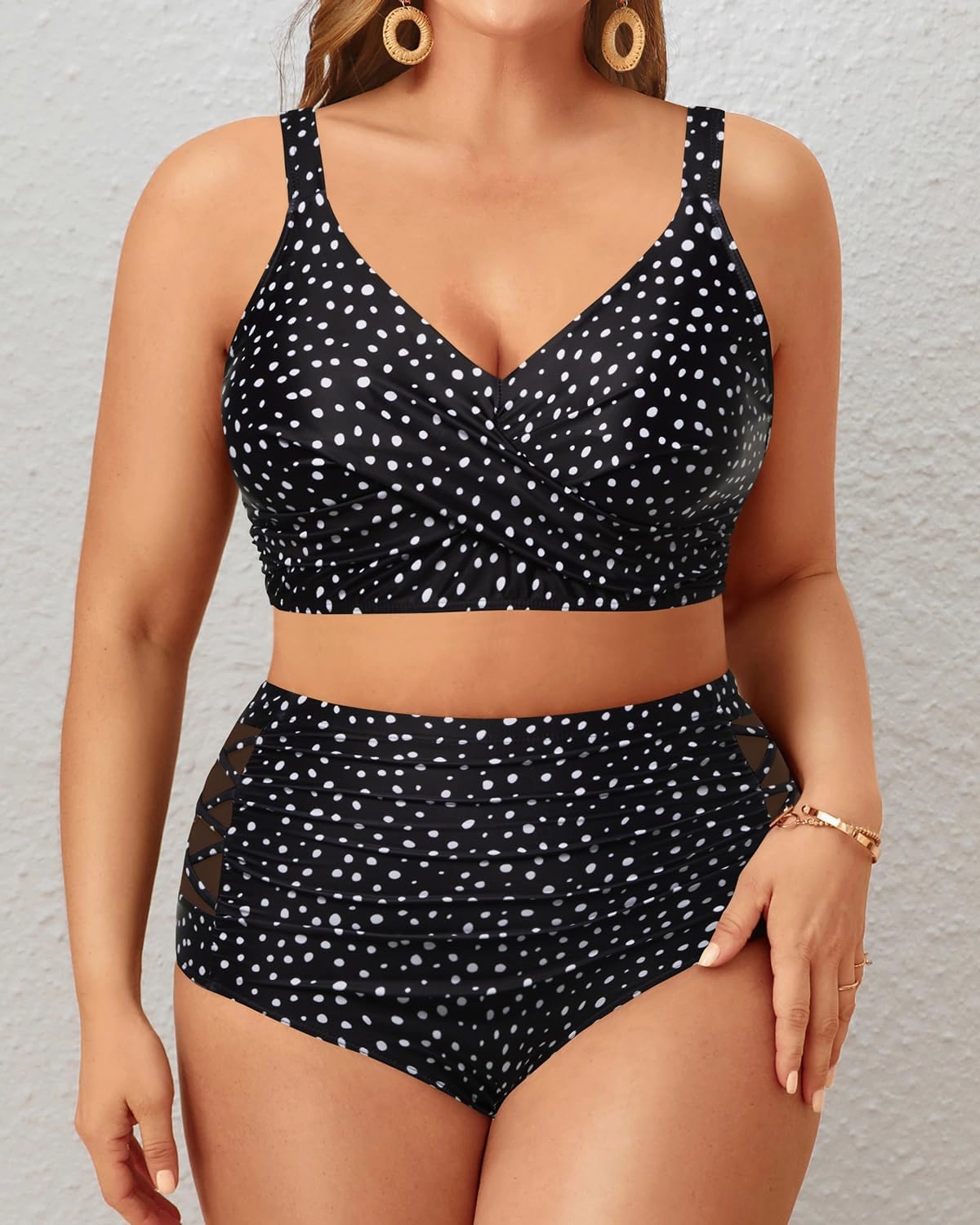 Tempt Me Plus Size Two Piece Swimsuit - High Waisted Bikini Set Tummy Control Bathing Suits for Women