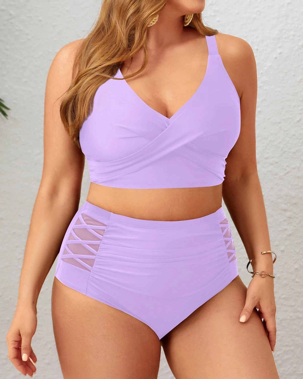 Tempt Me Plus Size Two Piece Swimsuit - High Waisted Bikini Set Tummy Control Bathing Suits for Women