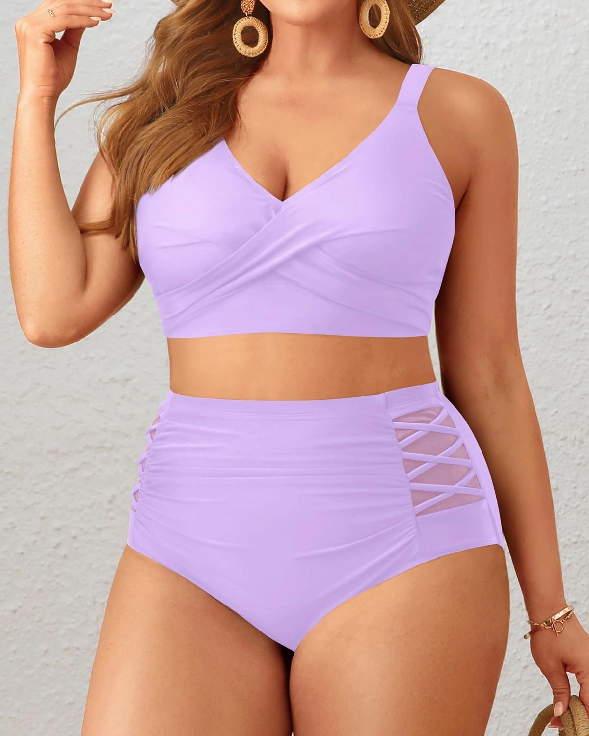 Tempt Me Plus Size Two Piece Swimsuit - High Waisted Bikini Set Tummy Control Bathing Suits for Women