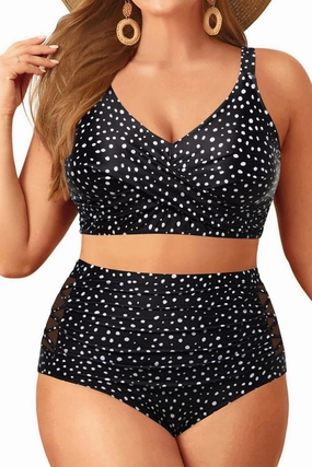 Tempt Me Plus Size Two Piece Swimsuit - High Waisted Bikini Set Tummy Control Bathing Suits for Women