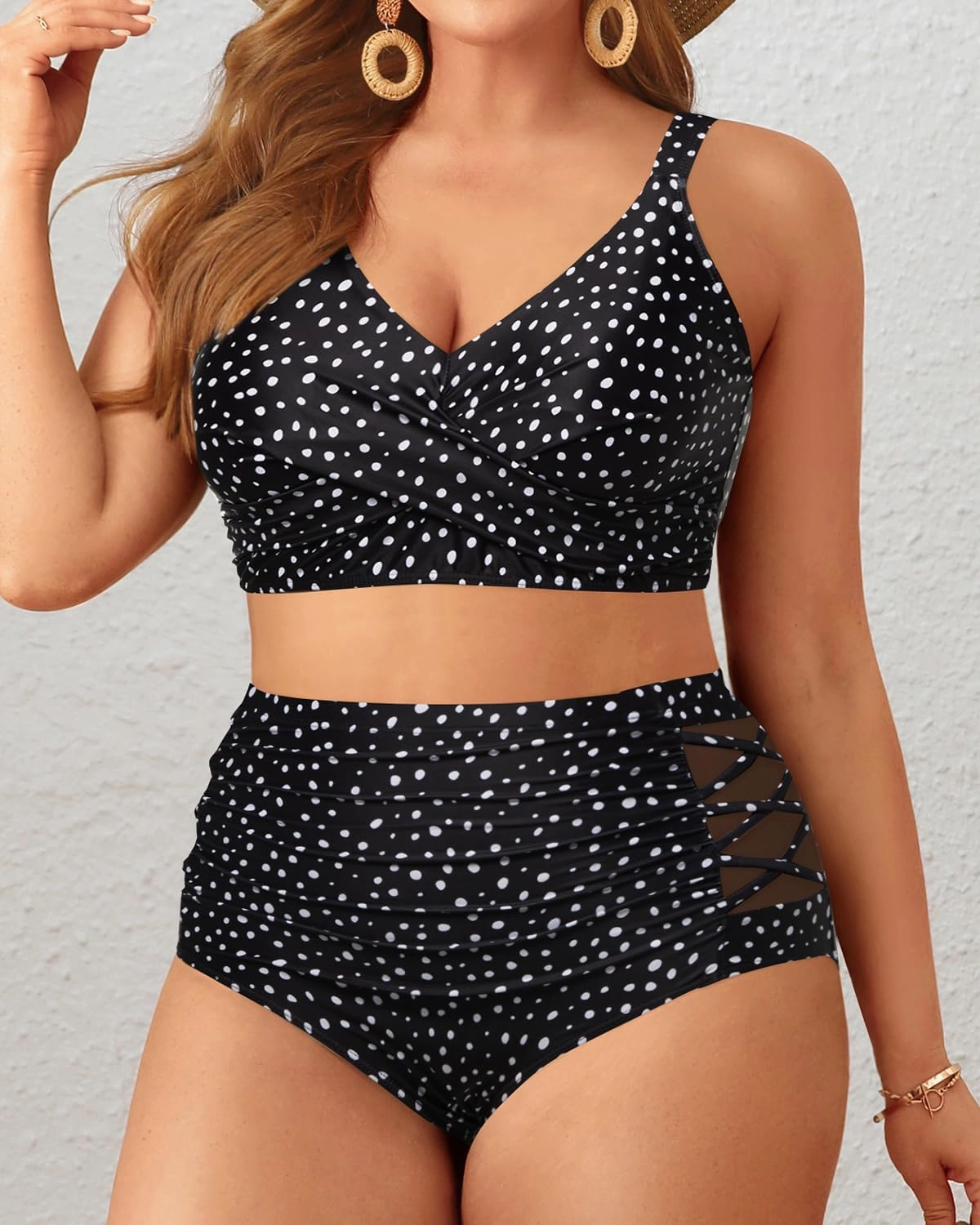 Tempt Me Plus Size Two Piece Swimsuit - High Waisted Bikini Set Tummy Control Bathing Suits for Women