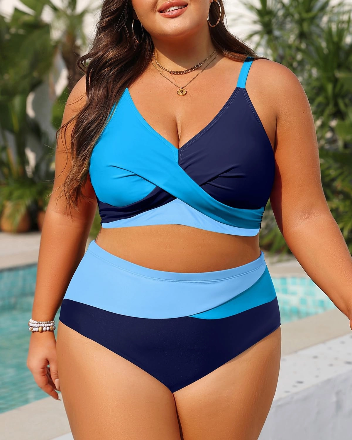 Tempt Me Plus Size Two Piece Swimsuit - Women High Waisted Bikini Set Tummy Control Bathing Suits