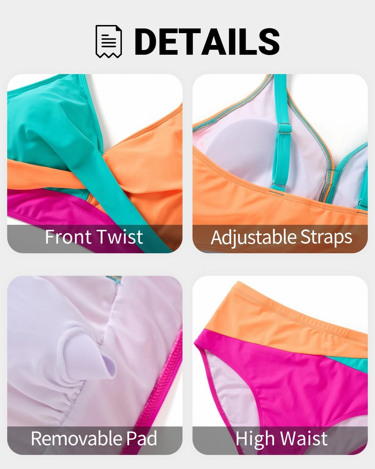 Tempt Me Plus Size Two Piece Swimsuit - Women High Waisted Bikini Set Tummy Control Bathing Suits