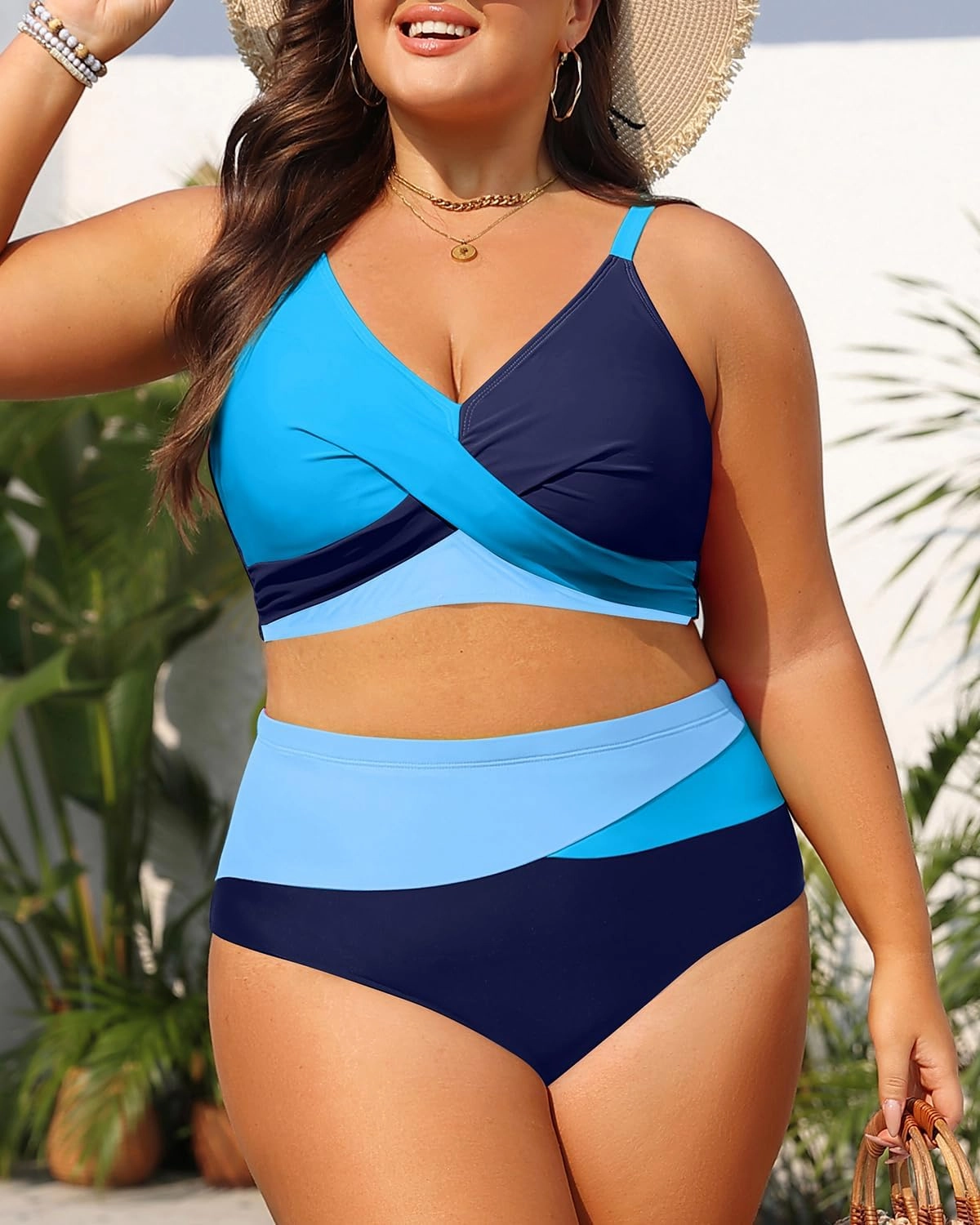 Tempt Me Plus Size Two Piece Swimsuit - Women High Waisted Bikini Set Tummy Control Bathing Suits