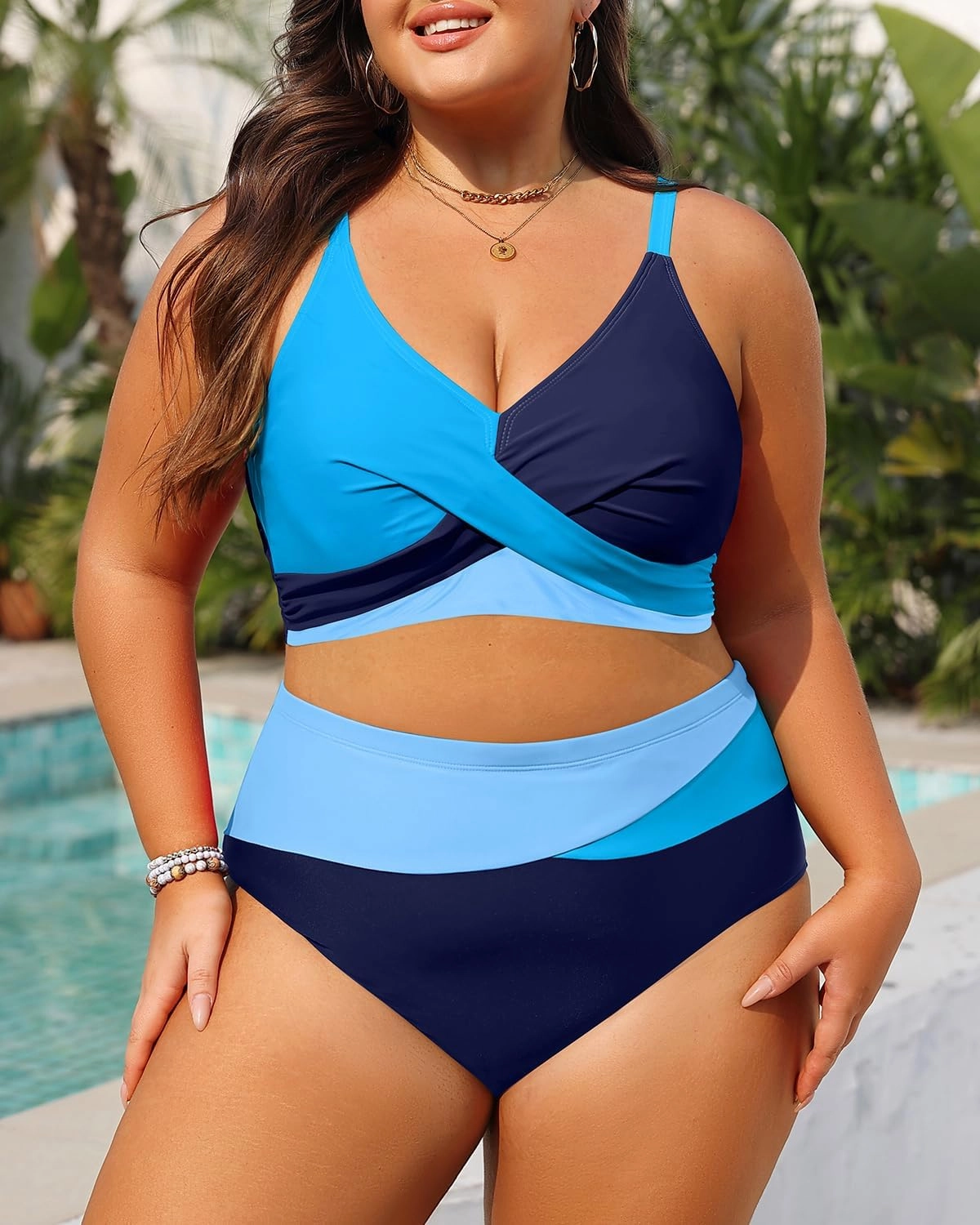 Tempt Me Plus Size Two Piece Swimsuit - Women High Waisted Bikini Set Tummy Control Bathing Suits