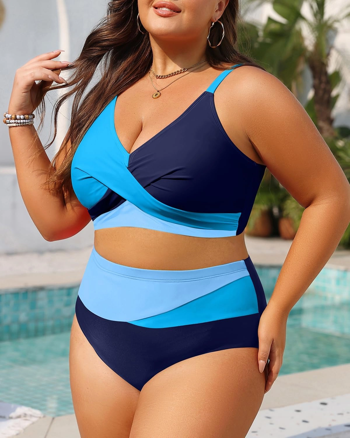 Tempt Me Plus Size Two Piece Swimsuit - Women High Waisted Bikini Set Tummy Control Bathing Suits