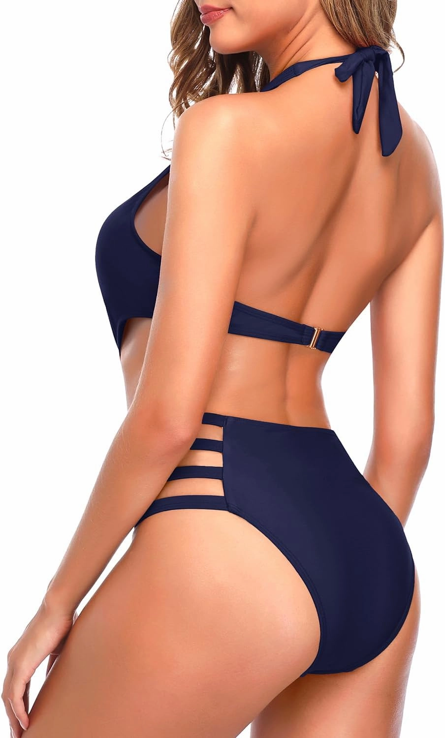 Tempt Me Women One Piece Sexy Mesh Swimsuit High Neck Halter Cutout Monokini Swimwear