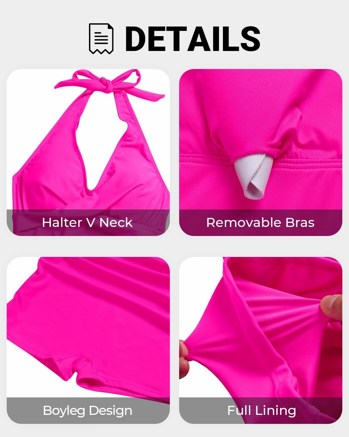 Tempt Me Women One Piece Swimsuits with Shorts Tummy Control Retro Bathing Suit Halter Boyleg Swimwear