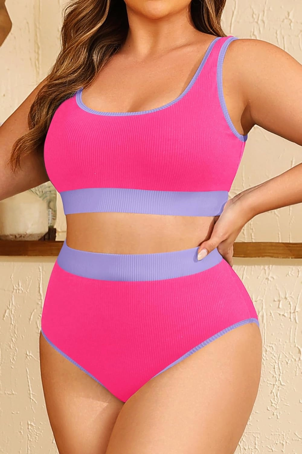 Tempt Me Women Plus Size High Waisted Bikini Set Two Piece Swimsuit Full Coverage Sporty 2 Piece Bathing Suits