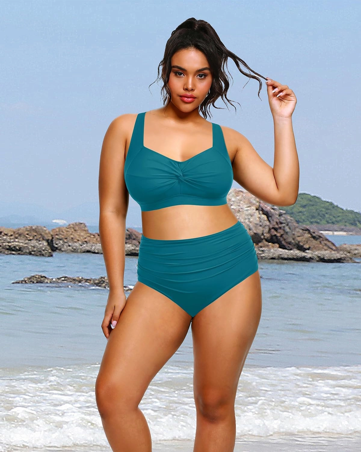 Tempt Me Women Plus Size High Waisted Bikini Set Two Piece Swimsuit Tummy Control Bathing Suits
