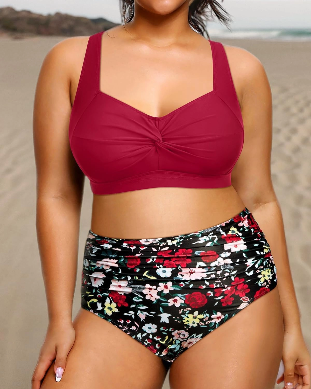 Tempt Me Women Plus Size High Waisted Bikini Set Two Piece Swimsuit Tummy Control Bathing Suits