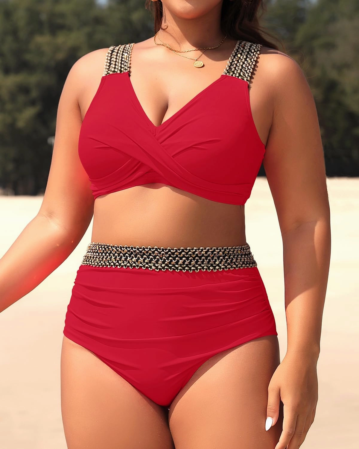 Tempt Me Women Plus Size High Waisted Bikini Set Two Piece Tummy Control Swimsuit