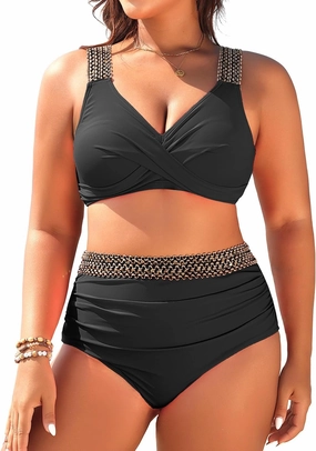 Tempt Me Women Plus Size High Waisted Bikini Set Two Piece Tummy Control Swimsuit