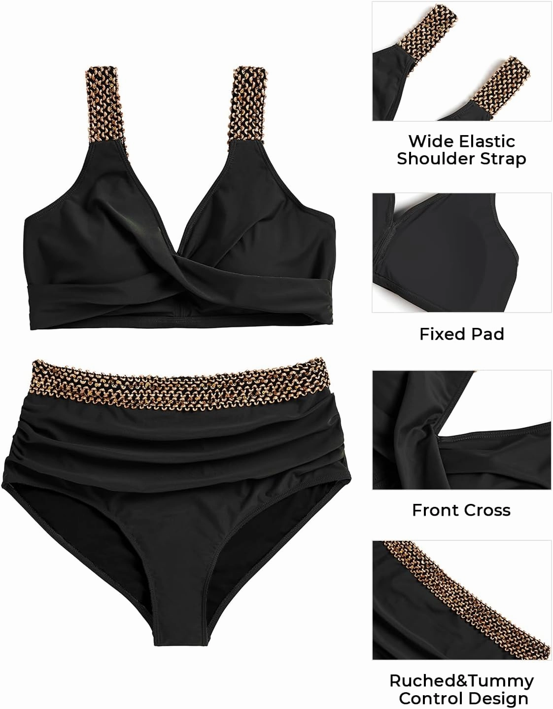 Tempt Me Women Plus Size High Waisted Bikini Set Two Piece Tummy Control Swimsuit