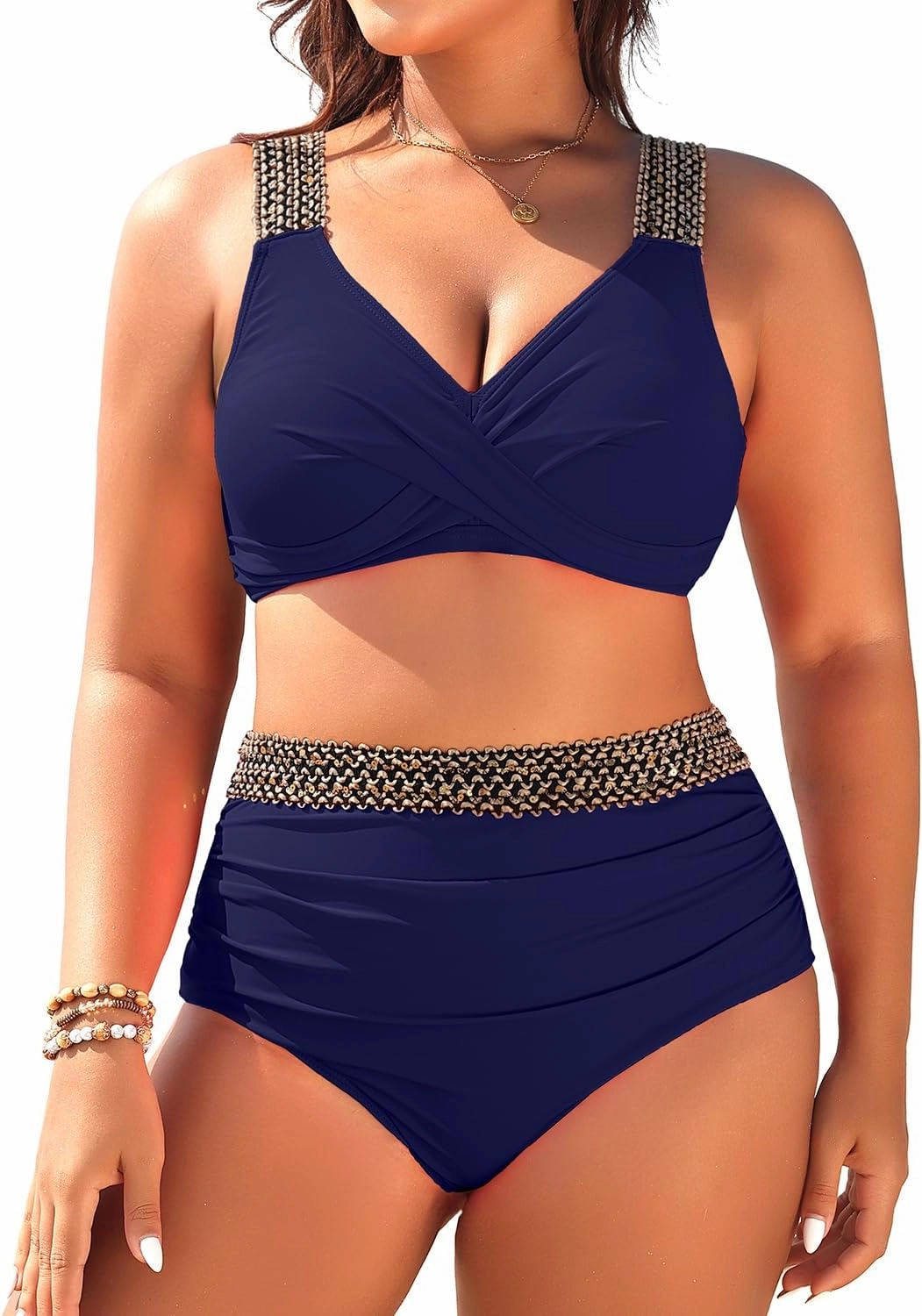 Tempt Me Women Plus Size High Waisted Bikini Set Two Piece Tummy Control Swimsuit