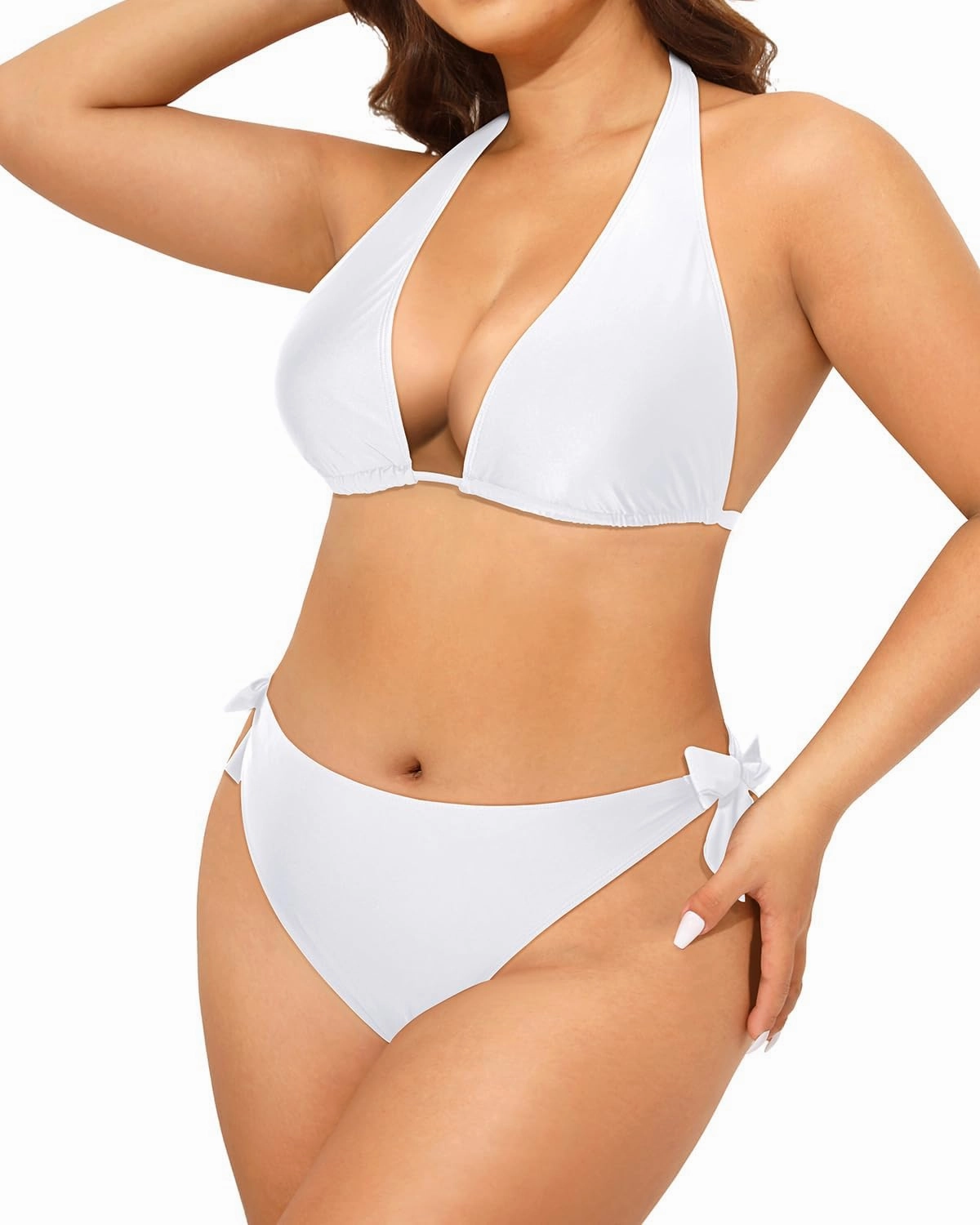 Tempt Me Women Plus Size Triangle Bikini Halter Two Piece Swimsuit Sexy Tie Side Bathing Suits