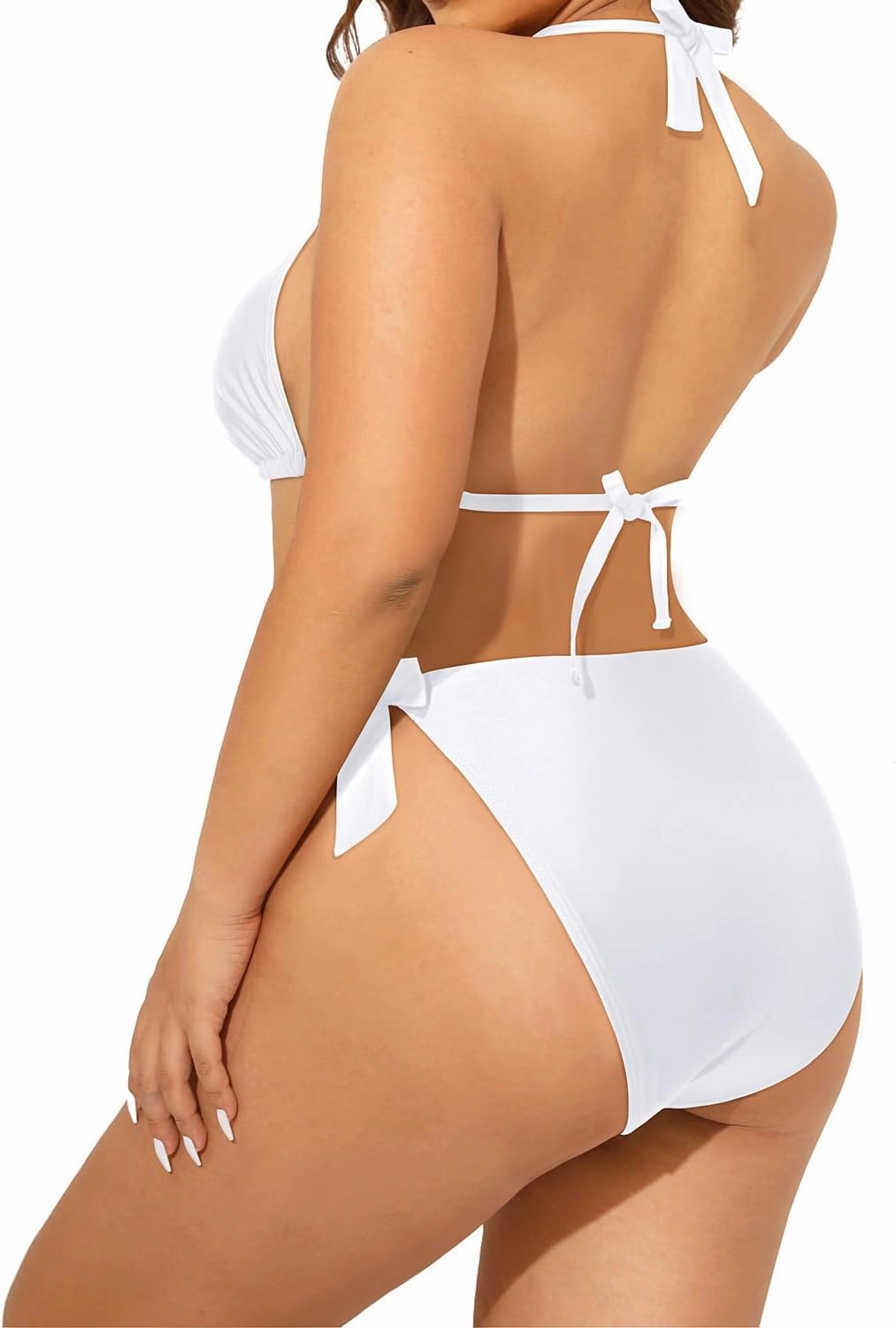 Tempt Me Women Plus Size Triangle Bikini Halter Two Piece Swimsuit Sexy Tie Side Bathing Suits