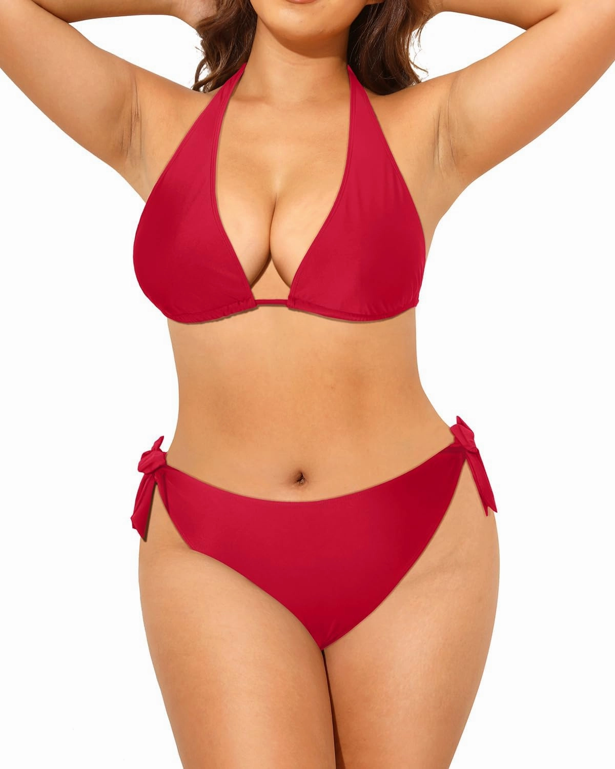Tempt Me Women Plus Size Triangle Bikini Halter Two Piece Swimsuit Sexy Tie Side Bathing Suits