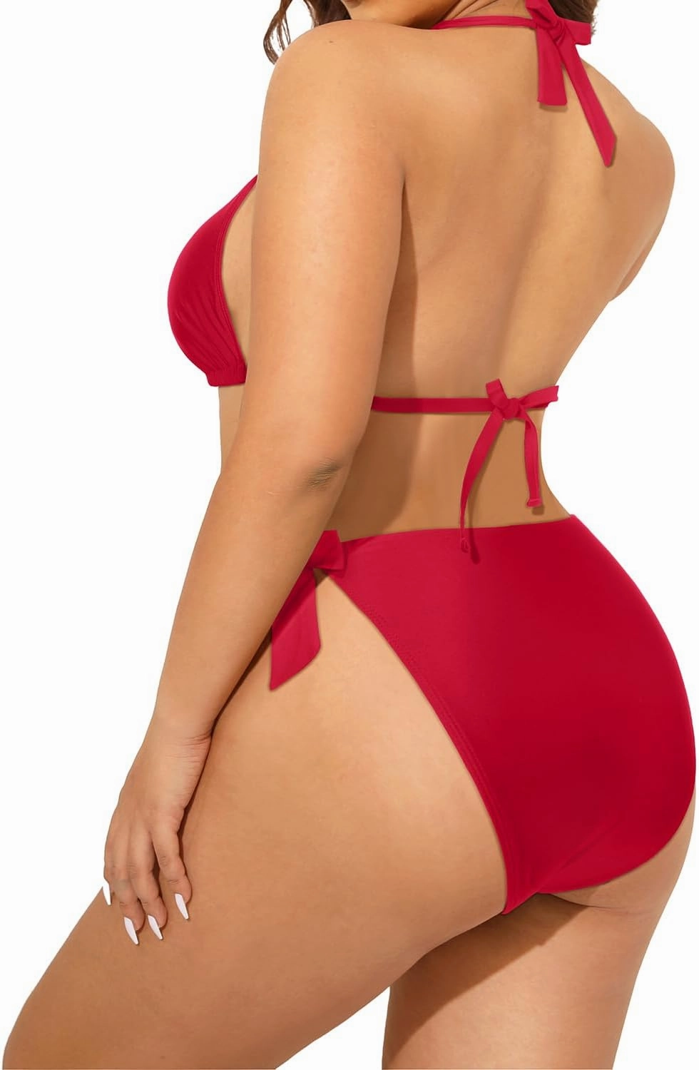 Tempt Me Women Plus Size Triangle Bikini Halter Two Piece Swimsuit Sexy Tie Side Bathing Suits