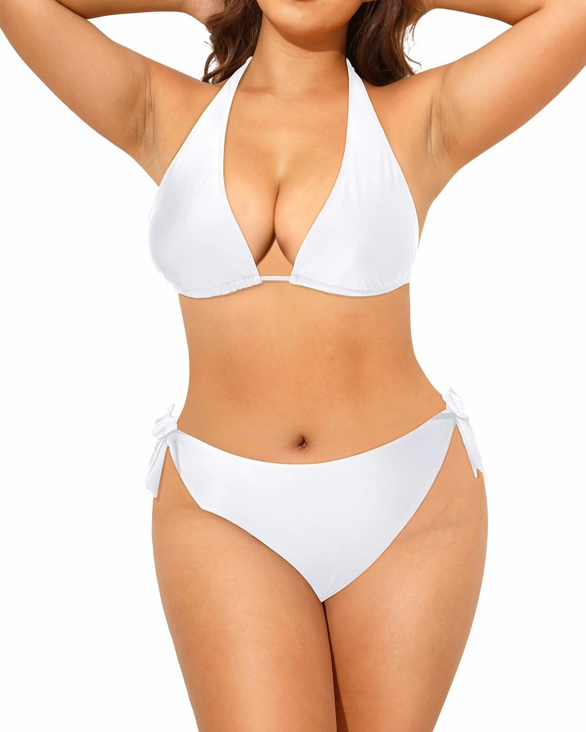 Tempt Me Women Plus Size Triangle Bikini Halter Two Piece Swimsuit Sexy Tie Side Bathing Suits