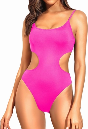 Tempt Me Women's Cutout One Piece Swimsuits High Cut Monokini Scoop Neck Bathing Suit
