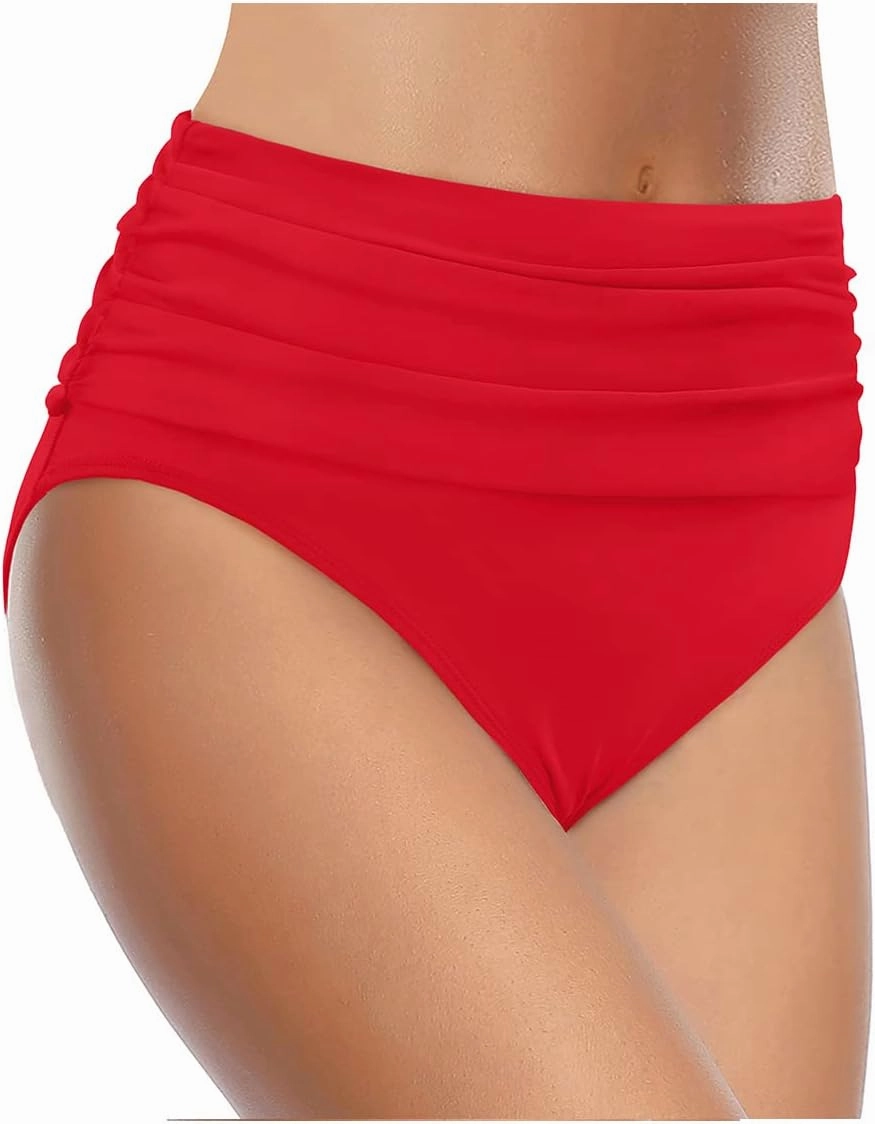 Tempt Me Women's High Waisted Bikini Bottom Tummy Control Ruched Bathing Suit Swim Bottom