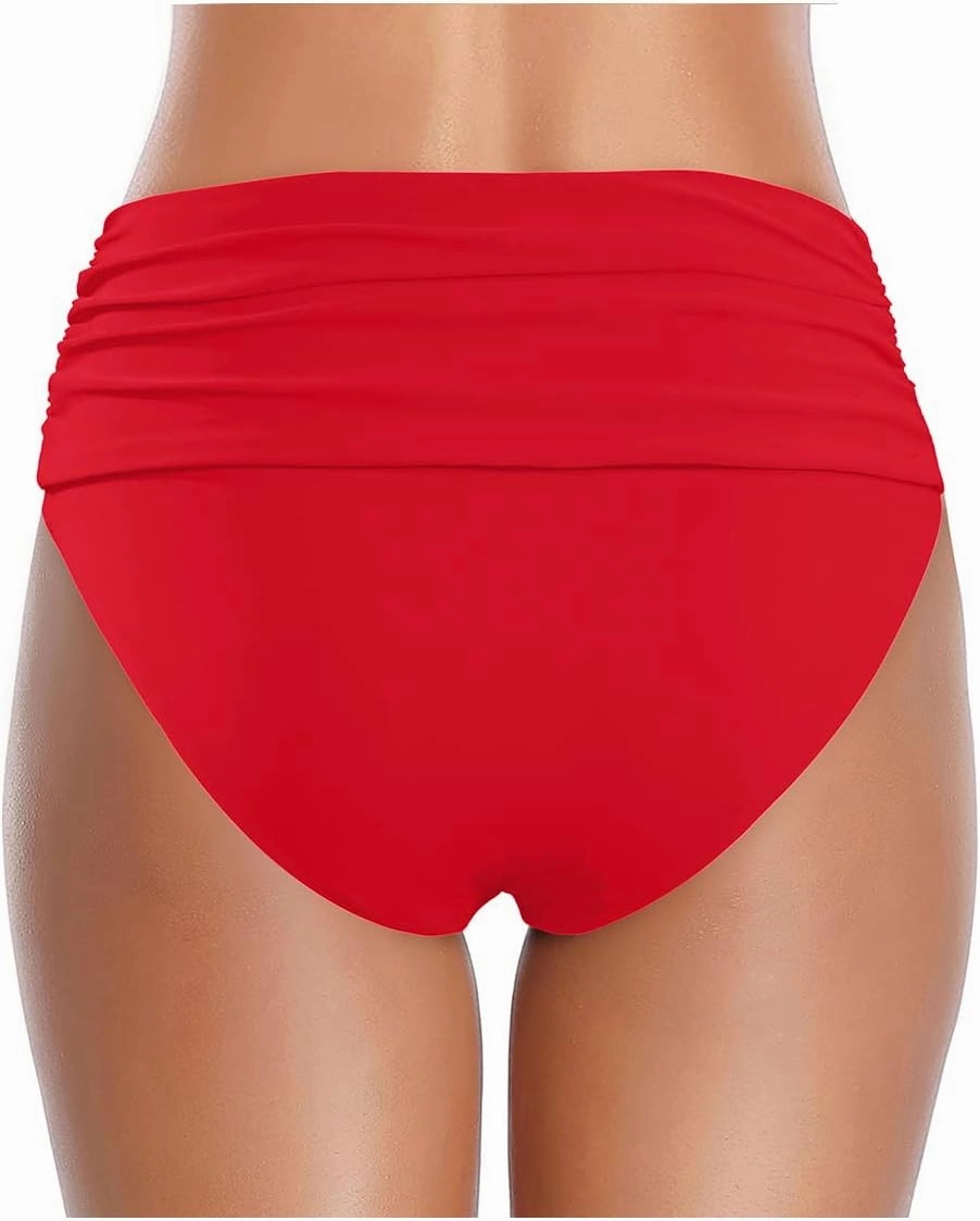 Tempt Me Women's High Waisted Bikini Bottom Tummy Control Ruched Bathing Suit Swim Bottom