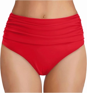 Tempt Me Women's High Waisted Bikini Bottom Tummy Control Ruched Bathing Suit Swim Bottom