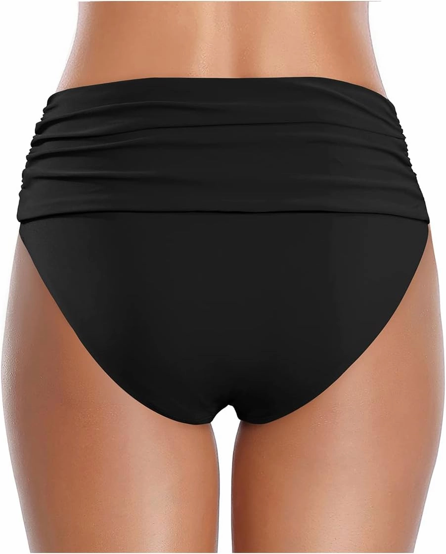 Tempt Me Women's High Waisted Bikini Bottom Tummy Control Ruched Bathing Suit Swim Bottom