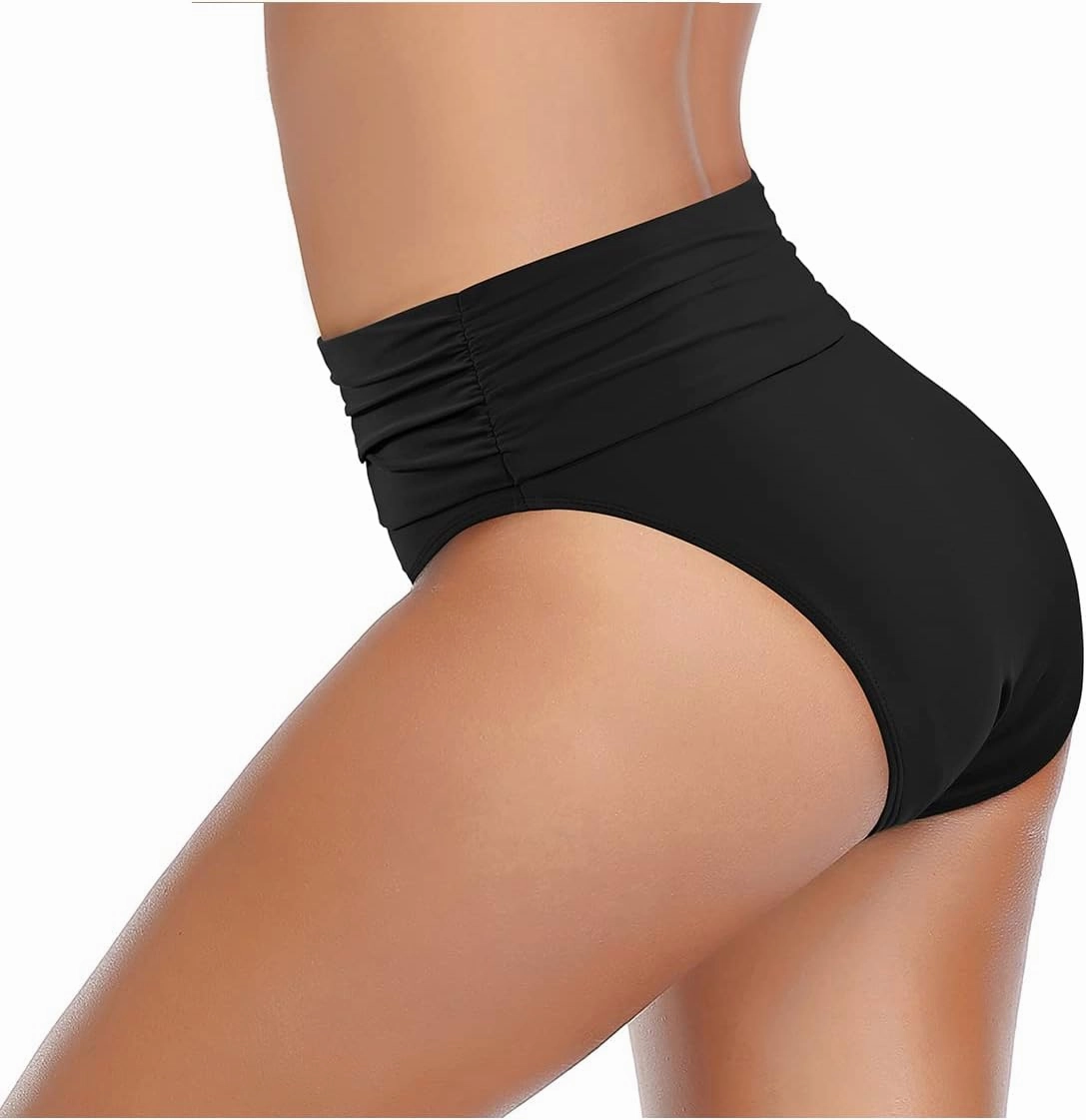 Tempt Me Women's High Waisted Bikini Bottom Tummy Control Ruched Bathing Suit Swim Bottom