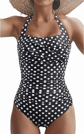 Tempt Me Women Tummy Control One Piece Swimsuits Push Up Slimming Bathing Suits Halter Vintage Swimwear