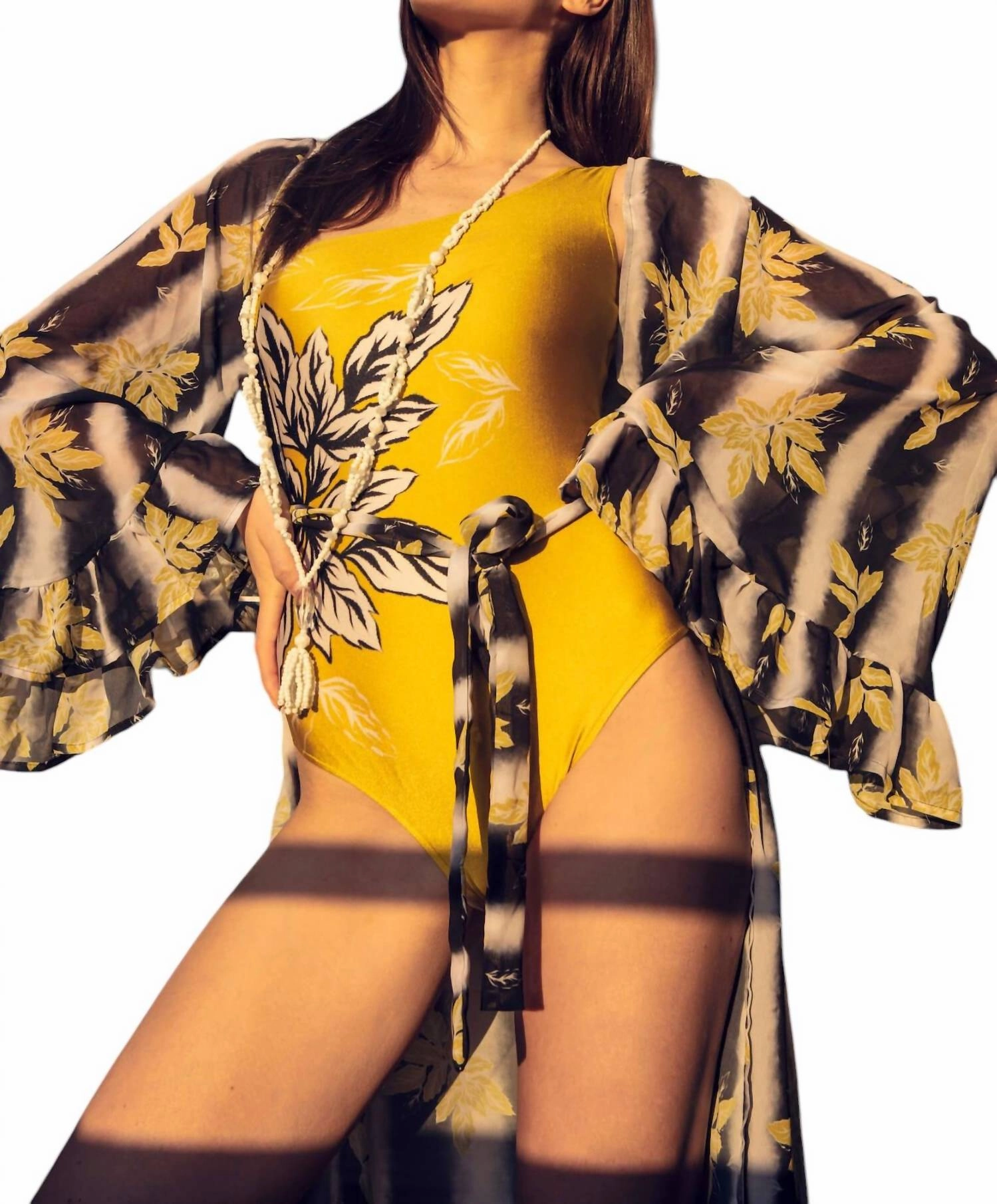 Teresa Beach Cover Up In White, Black, Gold