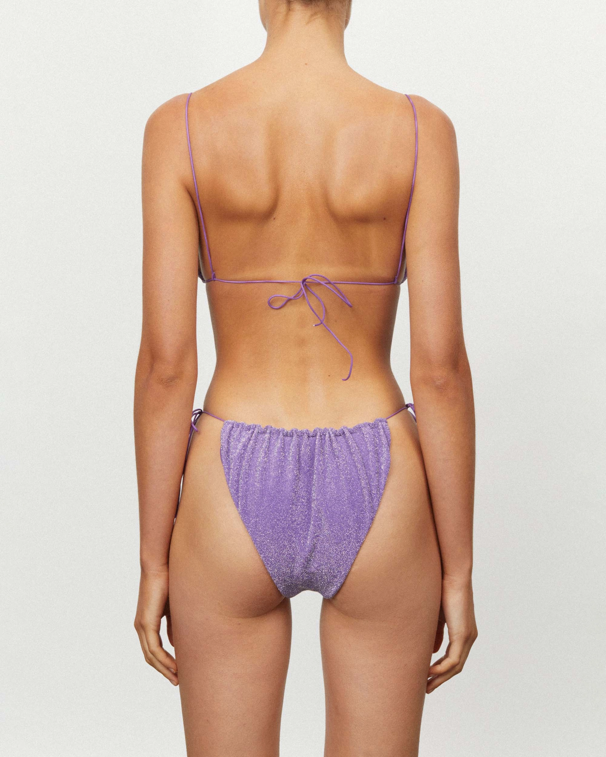 The Gathered Tie Pant - Violet Lurex