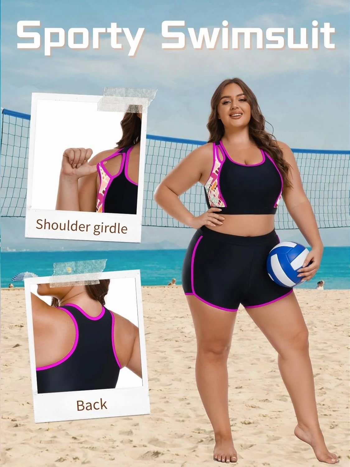 Theenkoln Womens Plus Size Bikini: Two Piece High Waisted Bathing Suit Sporty Modest Tummy Control Swimsuit