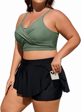 Theenkoln Womens Plus Size Bikini: Two Piece High Waisted Bathing Suit Sporty Modest Tummy Control Swimsuit