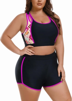 Theenkoln Womens Plus Size Bikini: Two Piece High Waisted Bathing Suit Sporty Modest Tummy Control Swimsuit