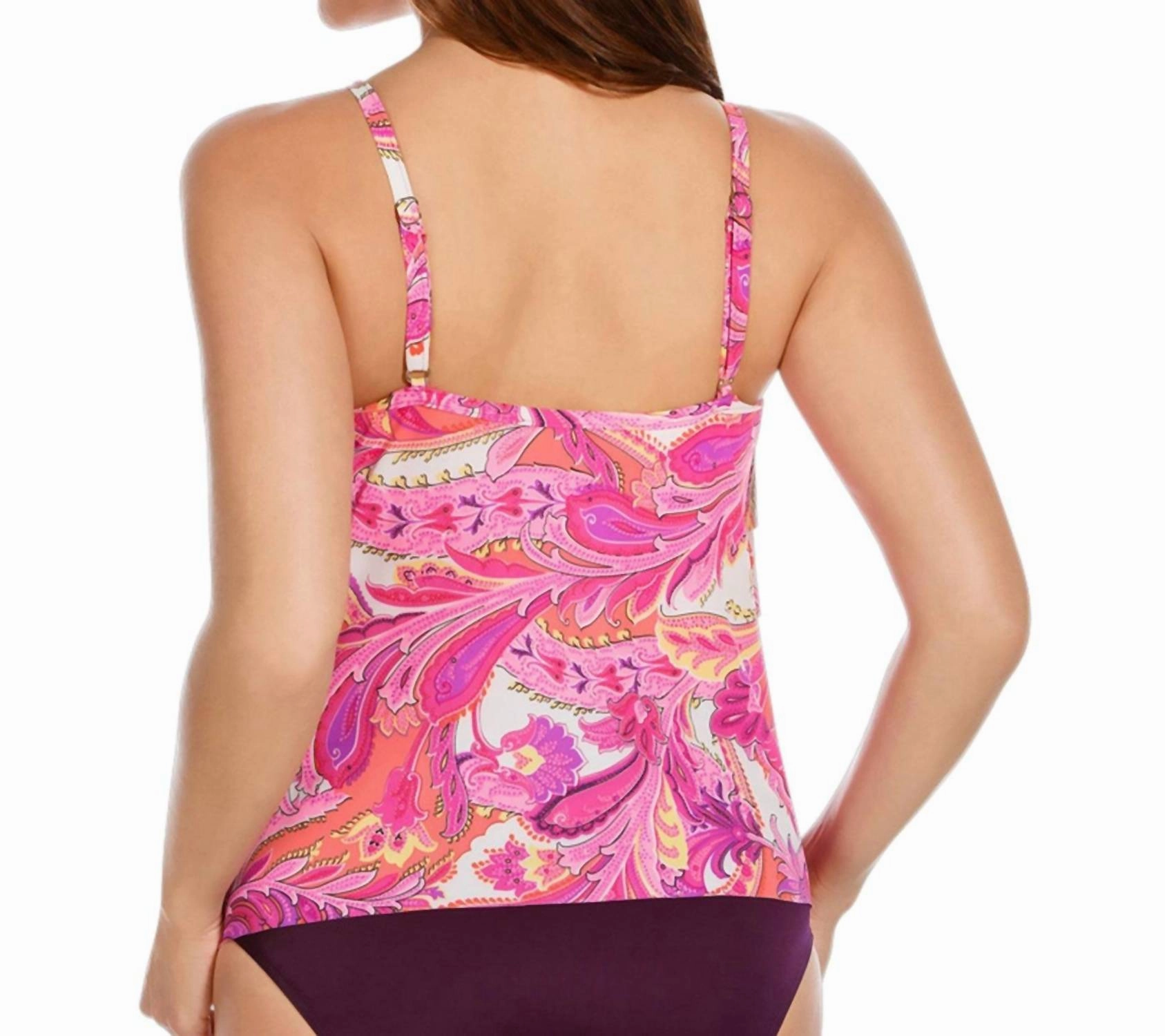 Tiering Up Tankini Top In Pink