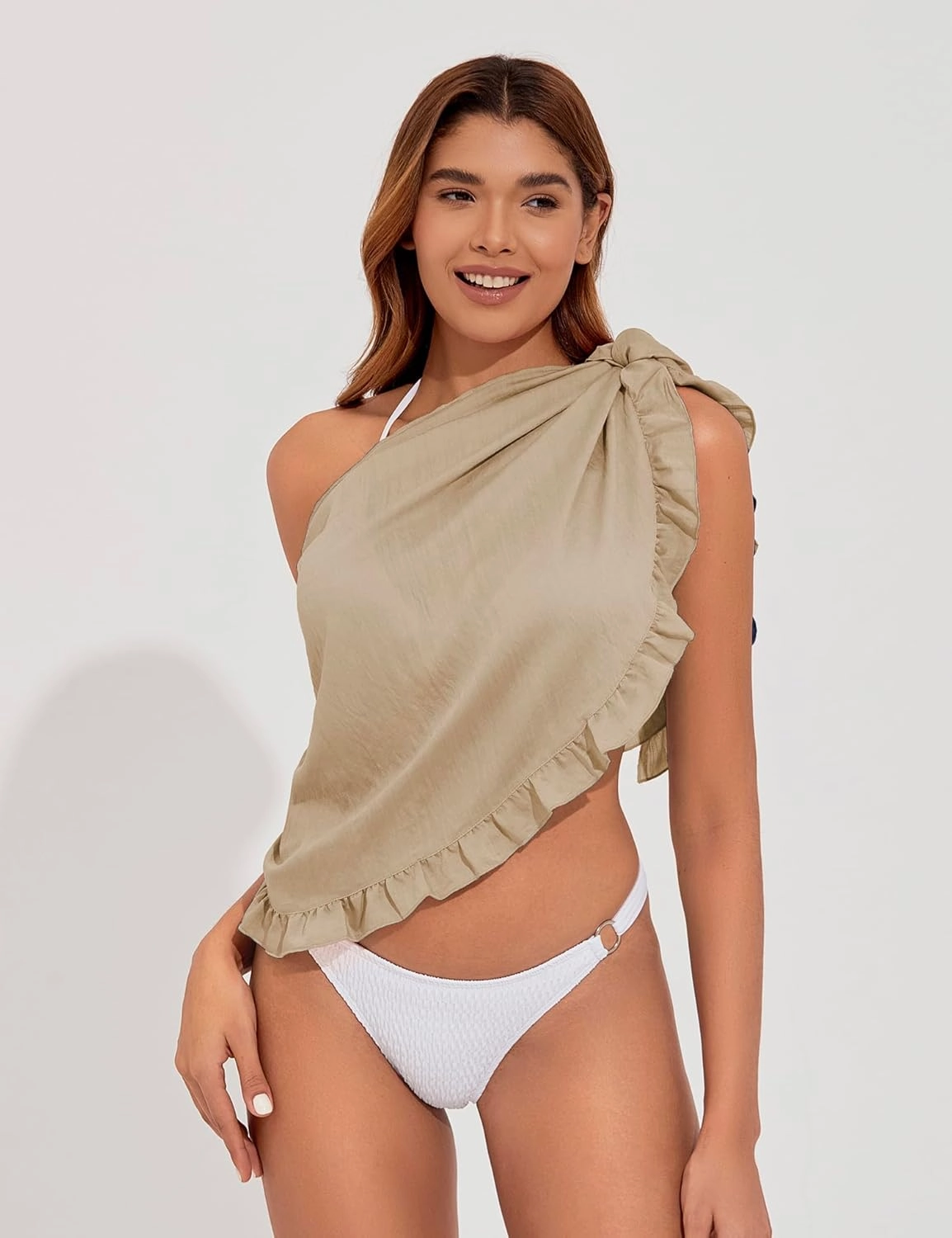 Tournesol Women's Sarong Short Beach Cover Up Skirt Sheer Bikini Wraps Ruffle Hem Bathing Suit Coverups for Swimwear S-2XL