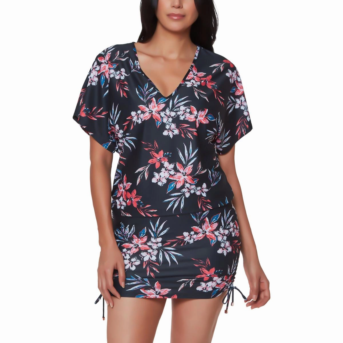 Tropical Escape Womens Floral Print Dress Cover-Up