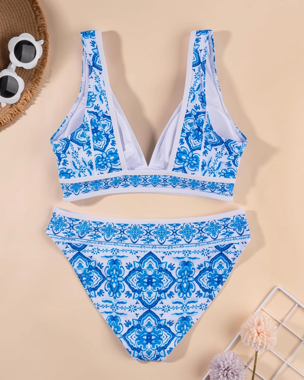 Two Piece Bathing Suit for Women Tummy Control Swimsuits High Waisted Bestselling Bikini Sets Floral Push Up Top