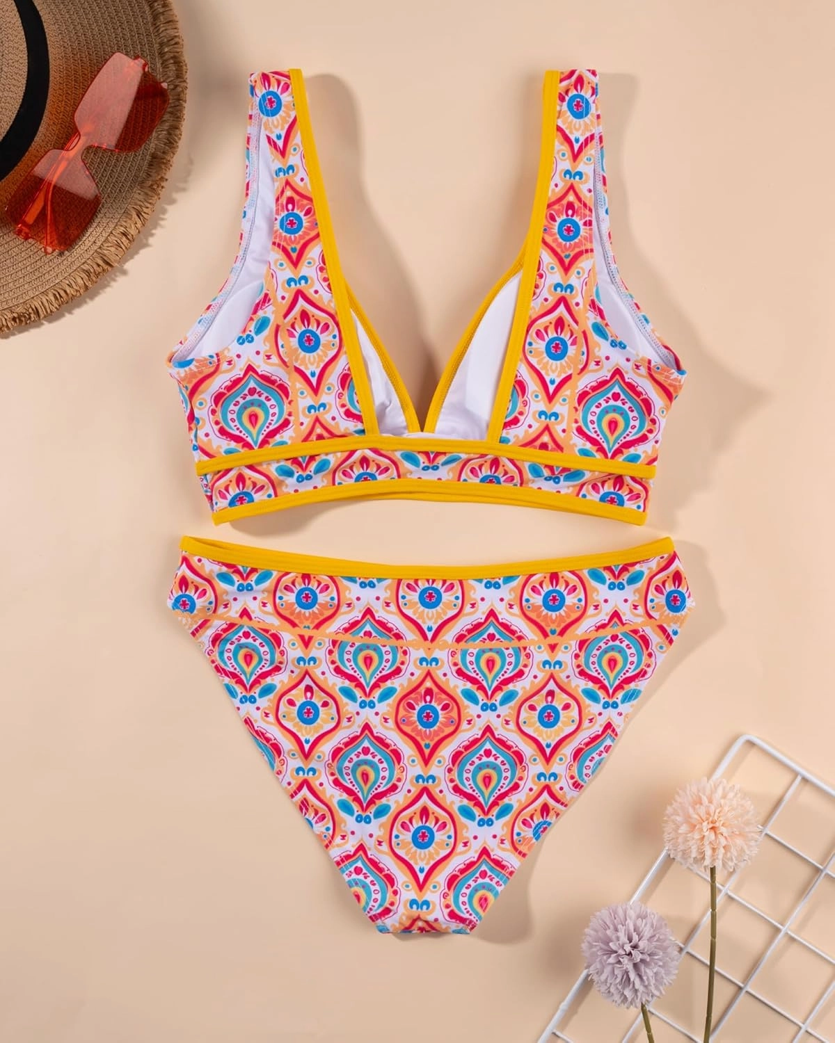 Two Piece Bathing Suit for Women Tummy Control Swimsuits High Waisted Bestselling Bikini Sets Floral Push Up Top