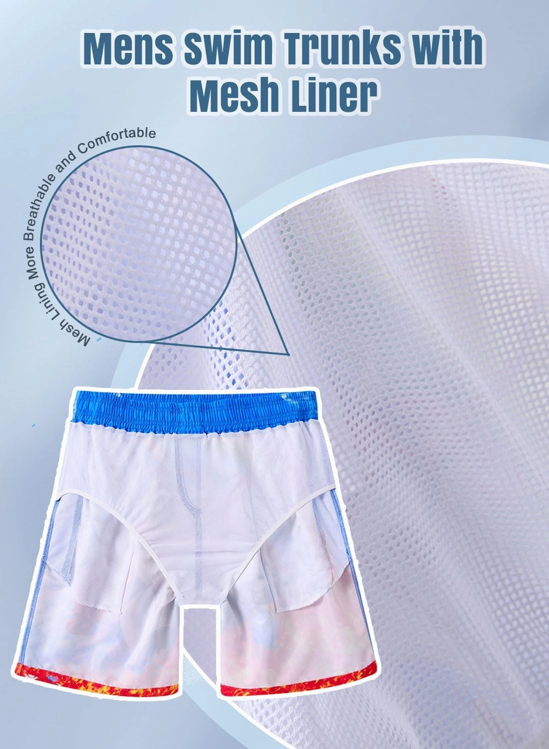 uideazone Men Swim Trunks Drawstring Elastic Waist Quick Dry Beach Shorts with Mesh Lining Swimwear Bathing Suits