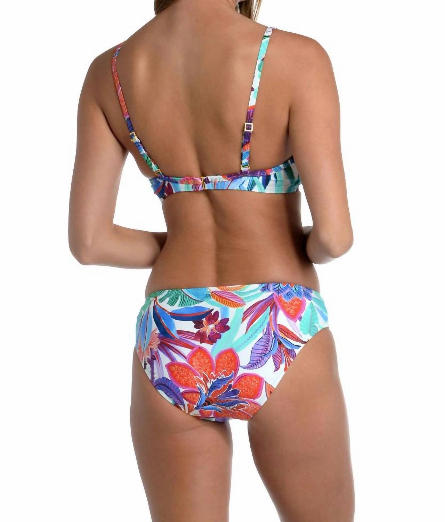 Underwire Over-The-Shoulder Bikini Top In Blue Multi
