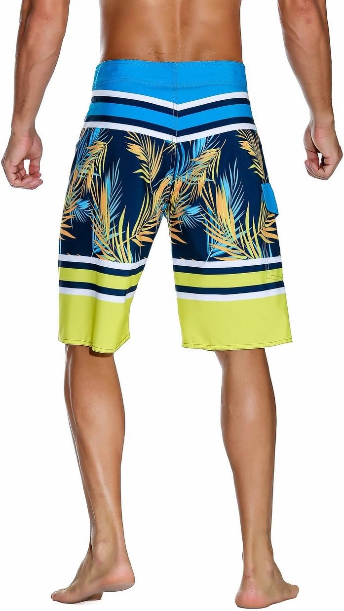 unitop Men's Bathing Board Trunks Beach Shorts Holiday Hawaiian Colorful Striped