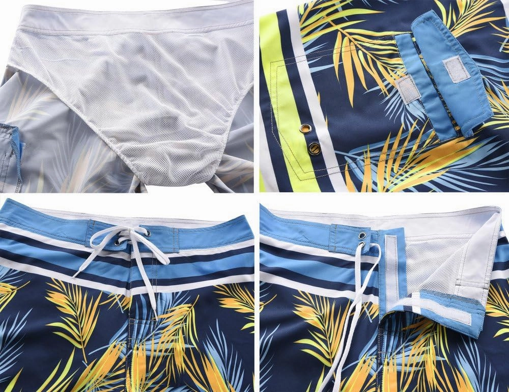 unitop Men's Bathing Board Trunks Beach Shorts Holiday Hawaiian Colorful Striped