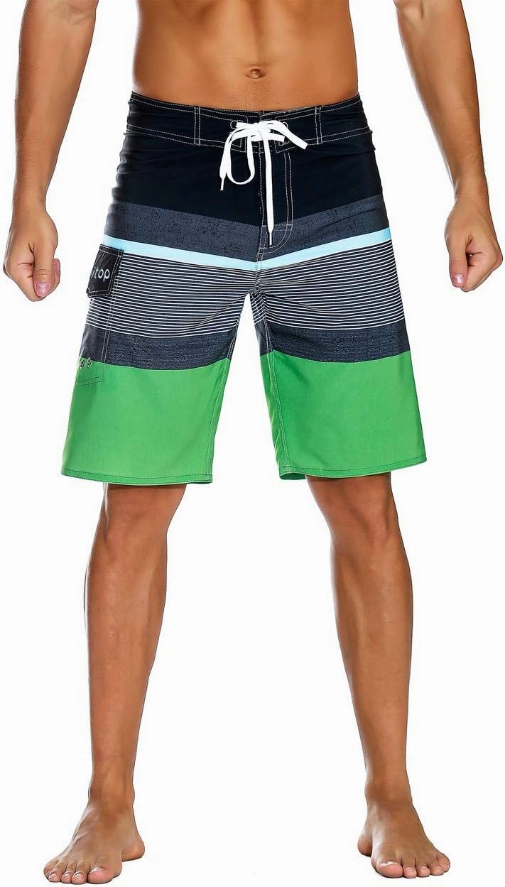 unitop Men's Bathing Board Trunks Beach Shorts Holiday Hawaiian Colorful Striped