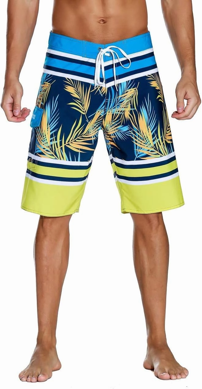 unitop Men's Bathing Board Trunks Beach Shorts Holiday Hawaiian Colorful Striped