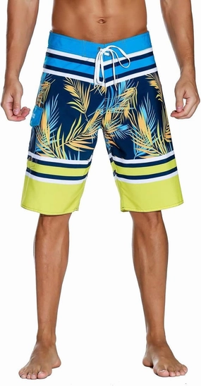 unitop Men's Bathing Board Trunks Beach Shorts Holiday Hawaiian Colorful Striped
