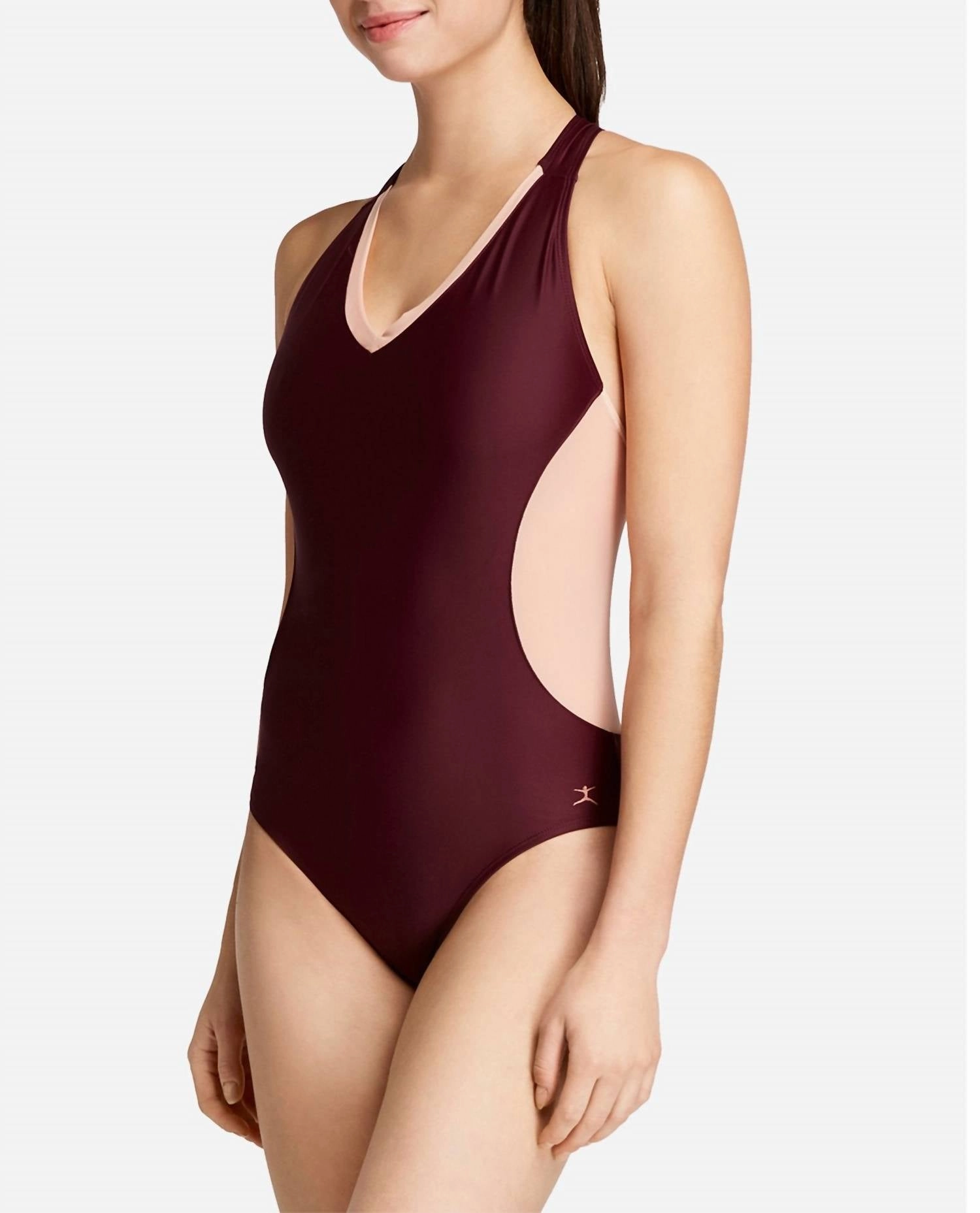 V-Neck Racerback Mesh Leotard One Piece In Fig