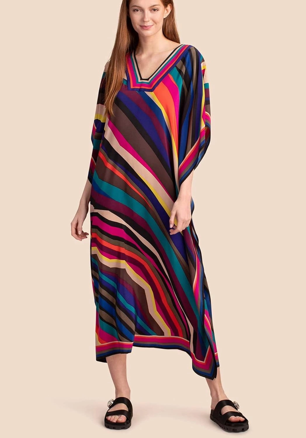 Venasha Womens Caftan Floral Print Kaftan Dress Short Sleeve Swimsuit Cover up Loungewear for Summer